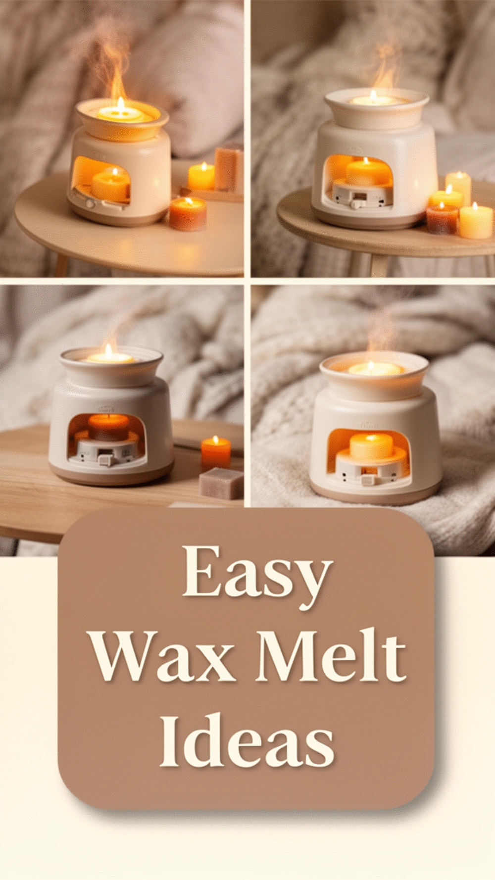 Wax Melt Burner on a Living Room Side Table for Scent and Soft Light
