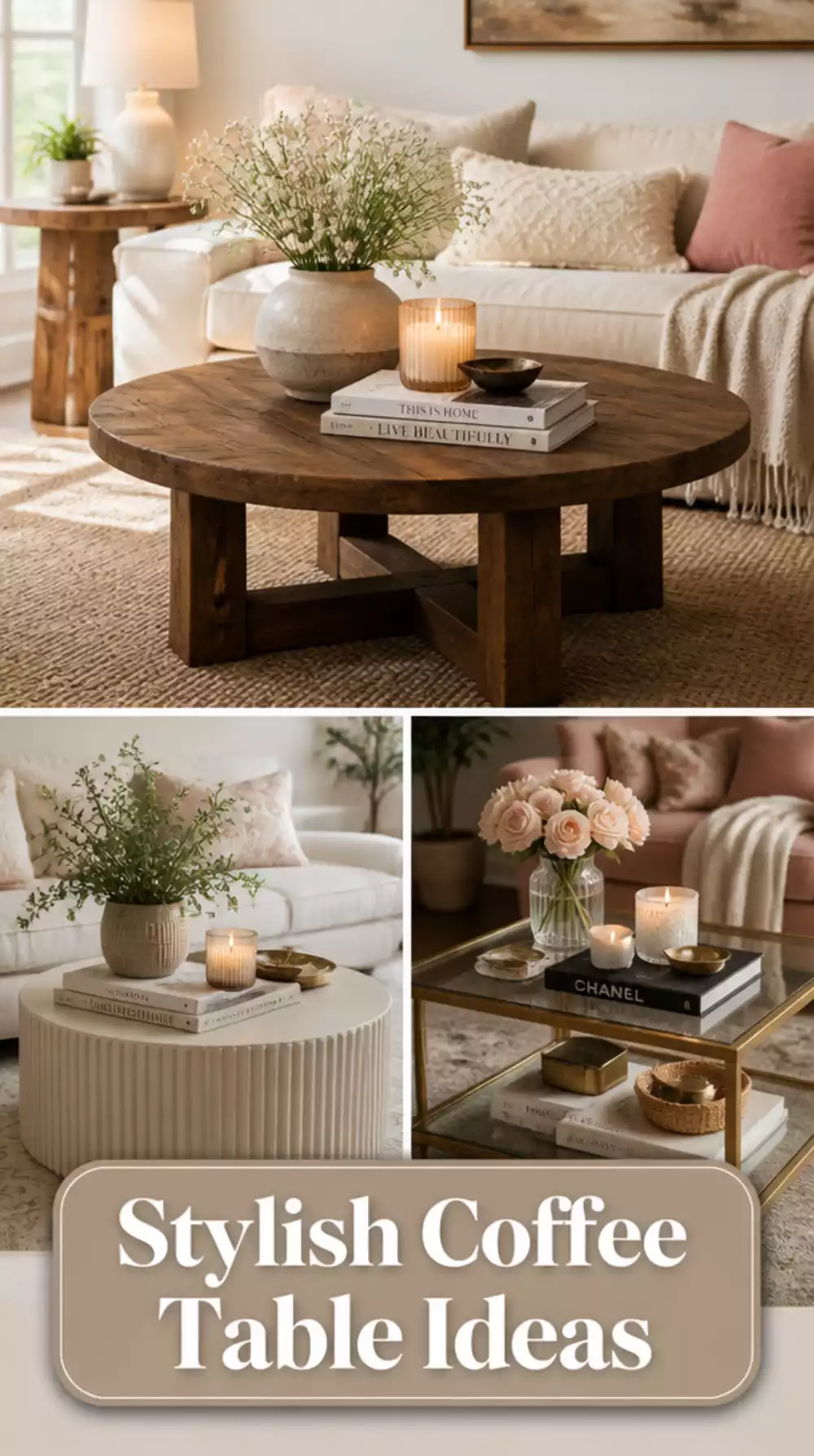 Apartment Living Room Secondhand Coffee Table Styled to Look Intentional