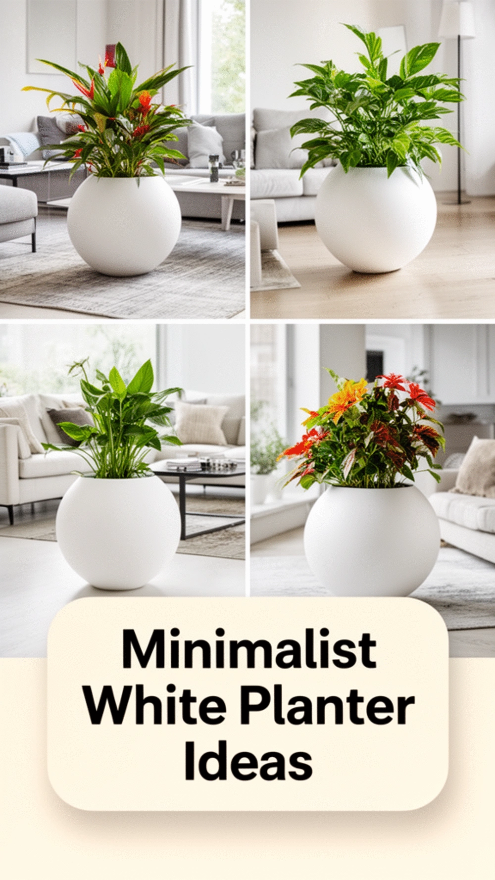Minimalist Matte White Living Room Planter in a Clean Round Shape