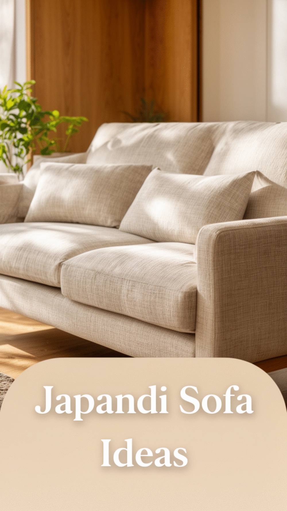 Japandi Living Room Low-Profile Sofa in Warm Oatmeal Linen