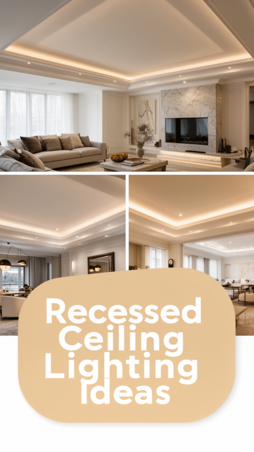 Recessed Living Room Ceiling Cove Lighting That Creates a Tray Effect