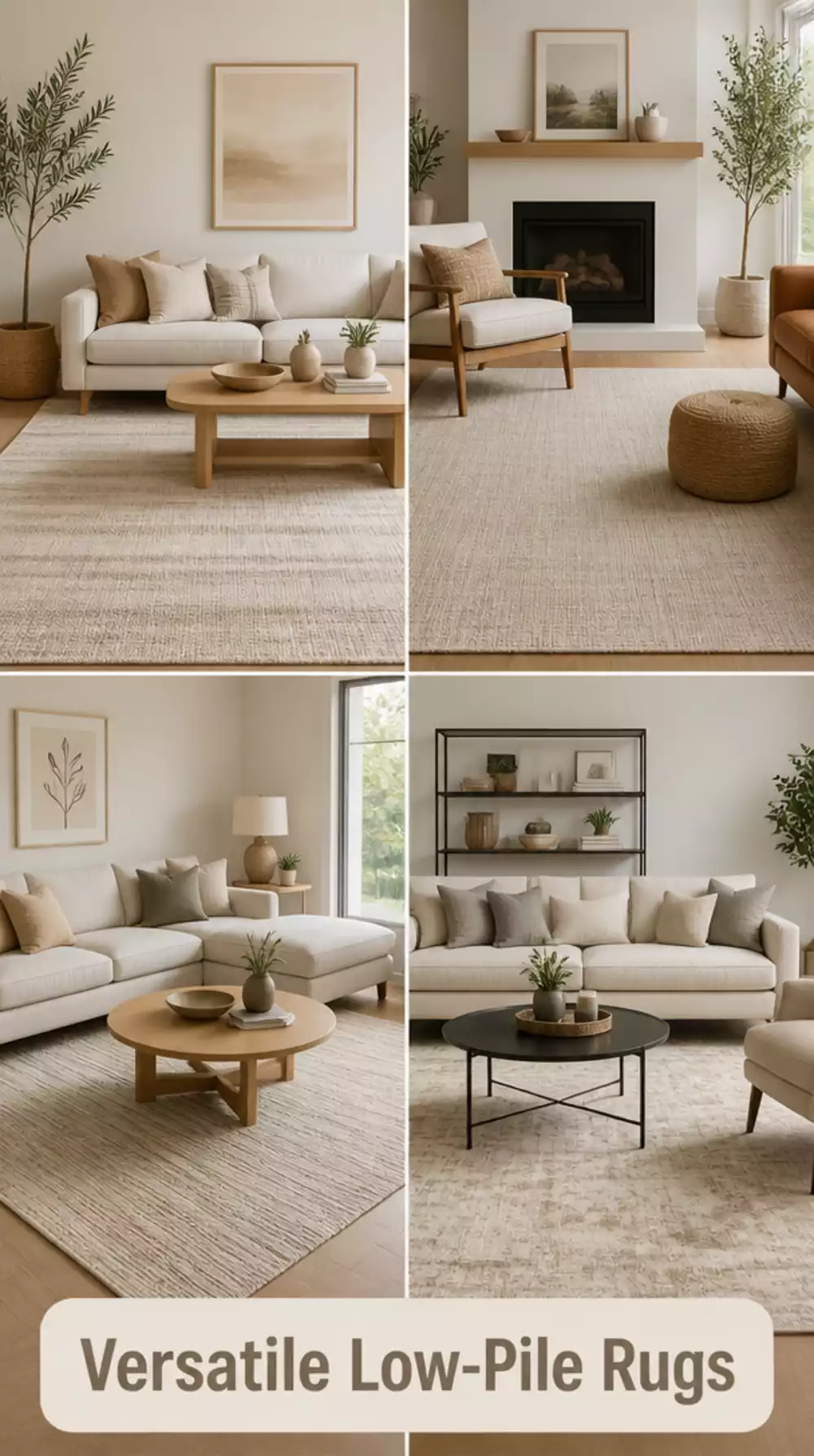 Living Room Low-Pile Linen-Toned Rug That Works Under Any Furniture Style