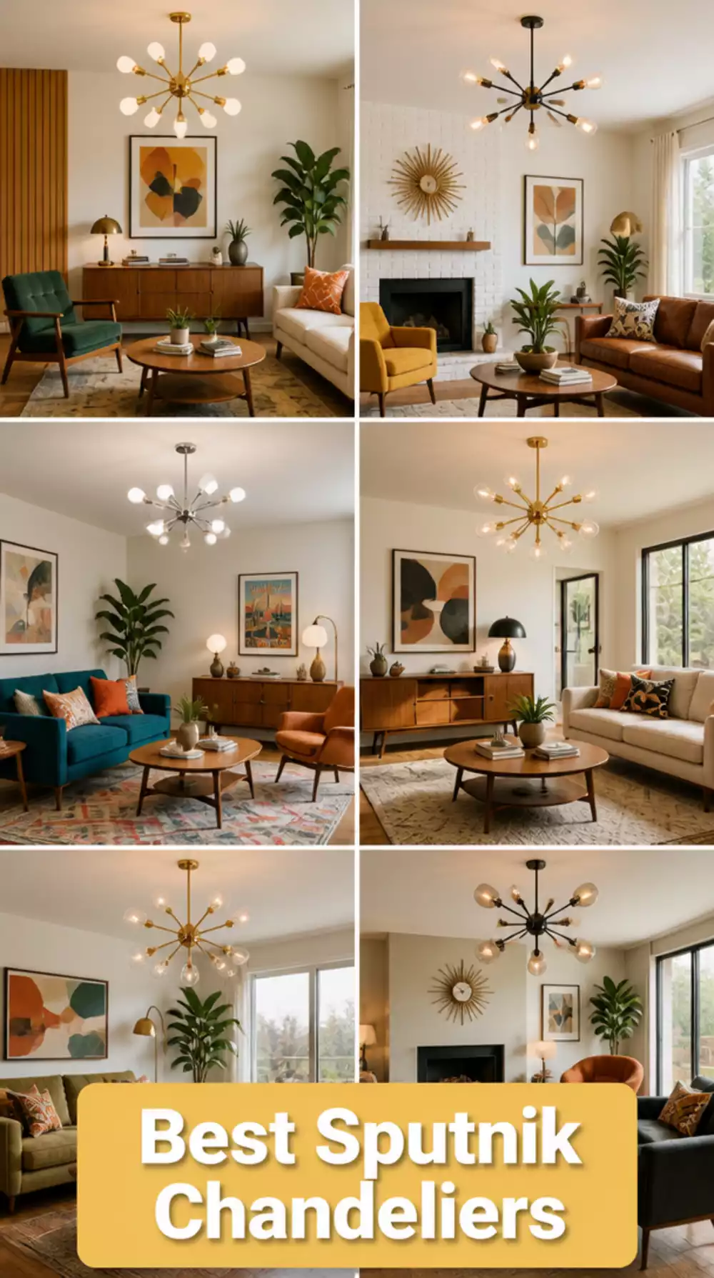 The Sputnik Chandelier That Makes a Mid-Century Living Room Look Iconic