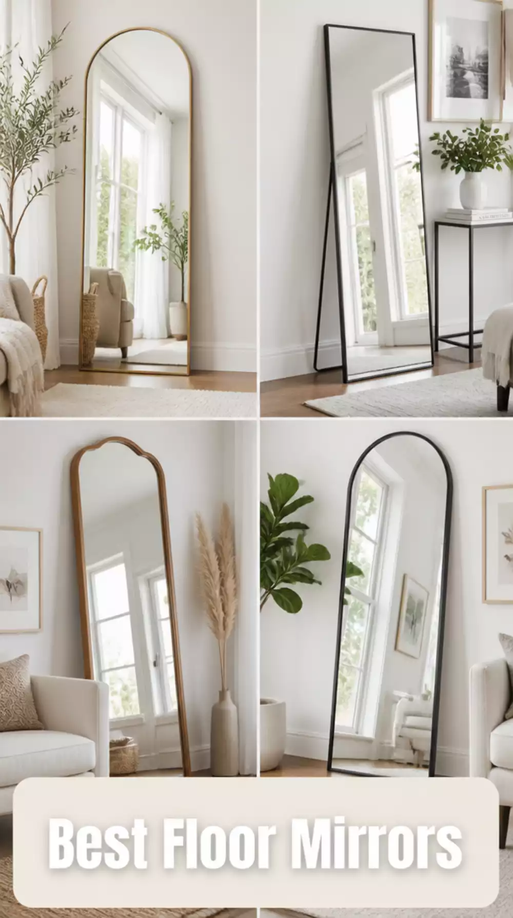 Renter-Friendly Living Room Freestanding Floor Mirror That Adds Light