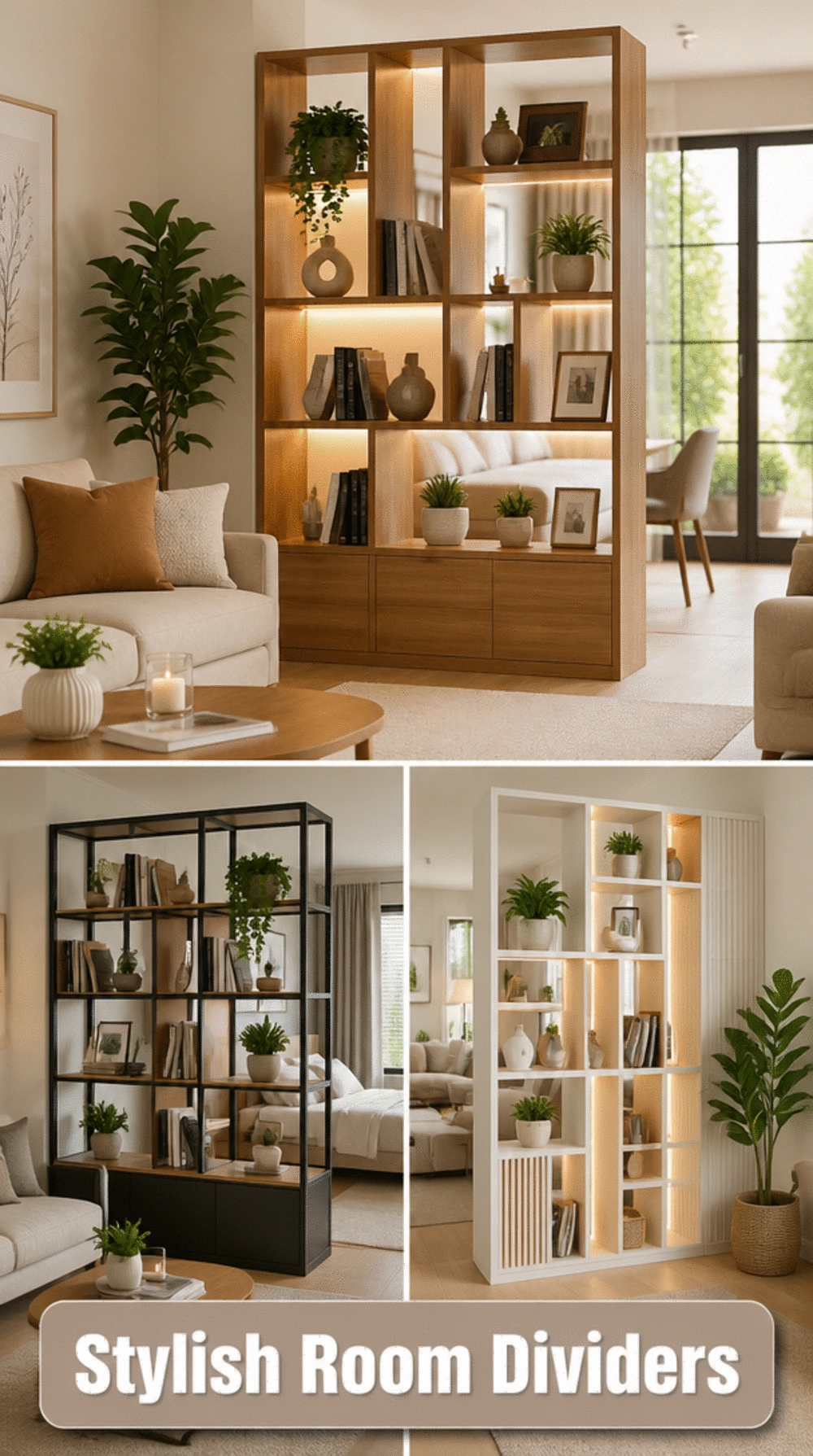 Apartment Living Room Room Divider Bookshelf That Creates Two Zones
