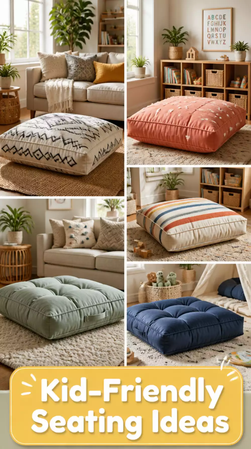 Oversized Living Room Floor Cushion Set That Adds Kid-Friendly Extra Seating