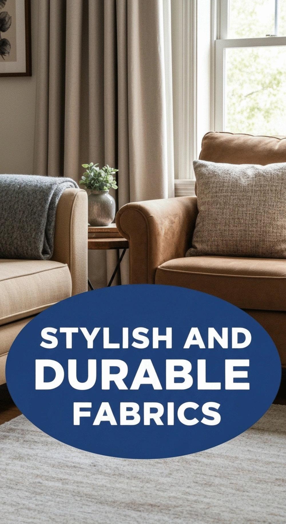 Durable and stylish fabrics for family-friendly living rooms showcasing various textures and colors