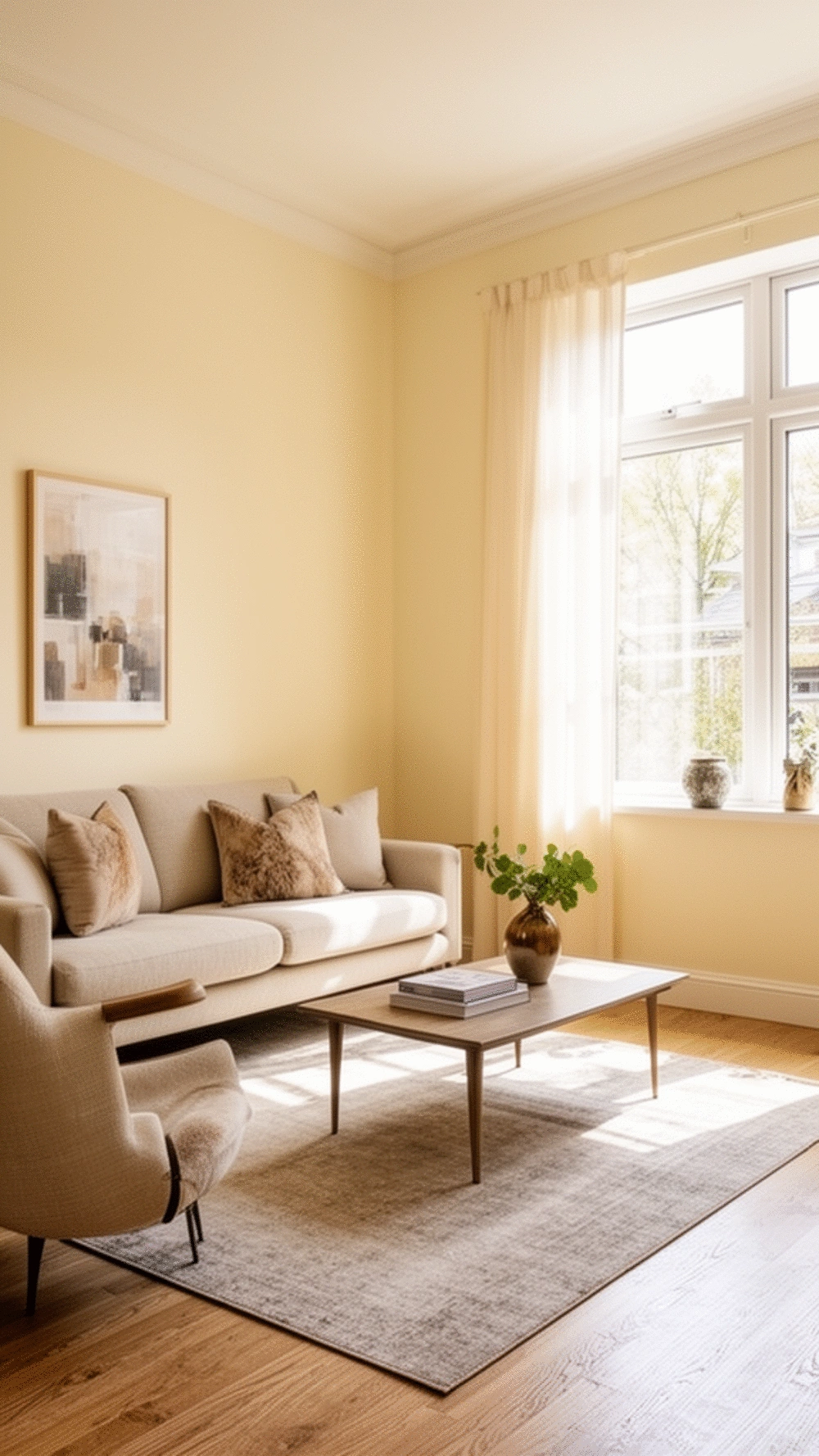 Living Room Cream Wall Paint That Makes a Small Space Feel Open