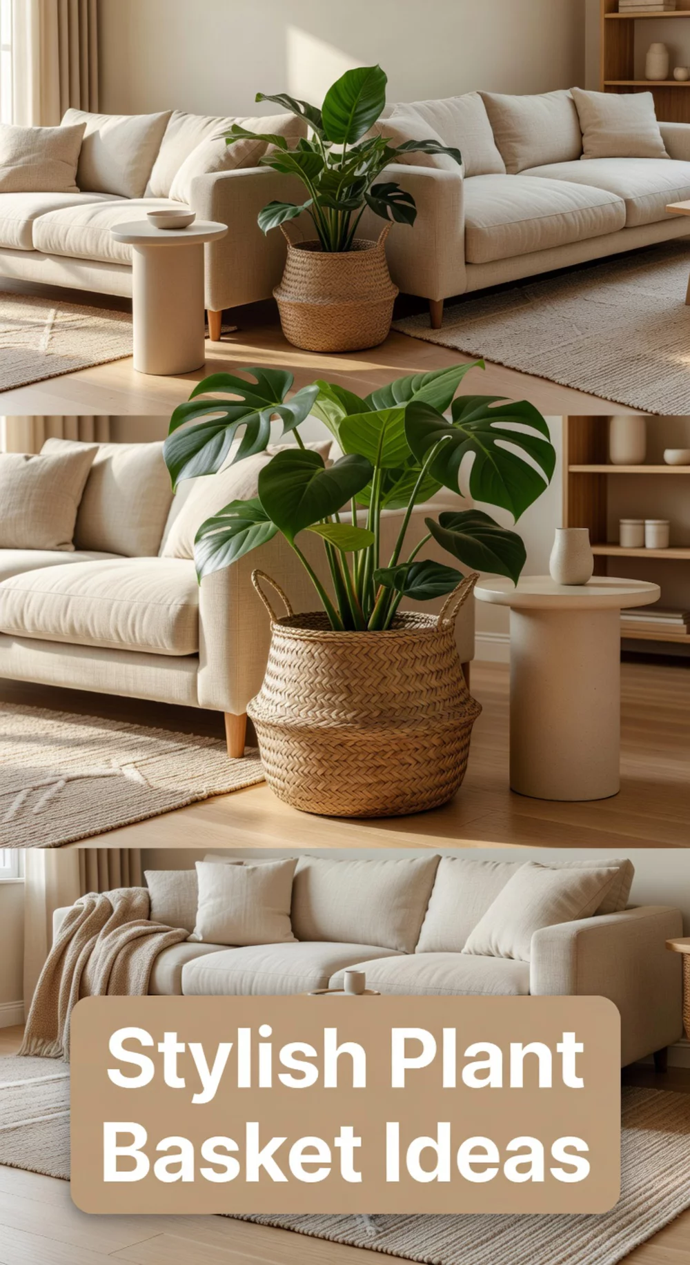 Living Room Woven Seagrass Plant Basket That Makes Any Pot Look Styled
