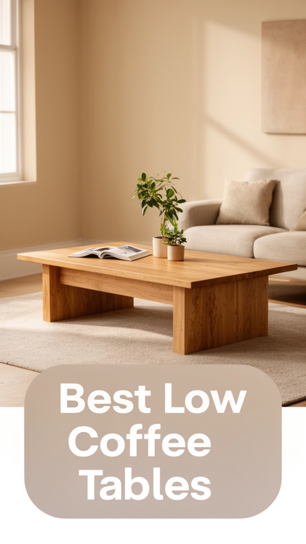 Living Room Solid Oak Low Coffee Table with a Simple Clean Silhouette