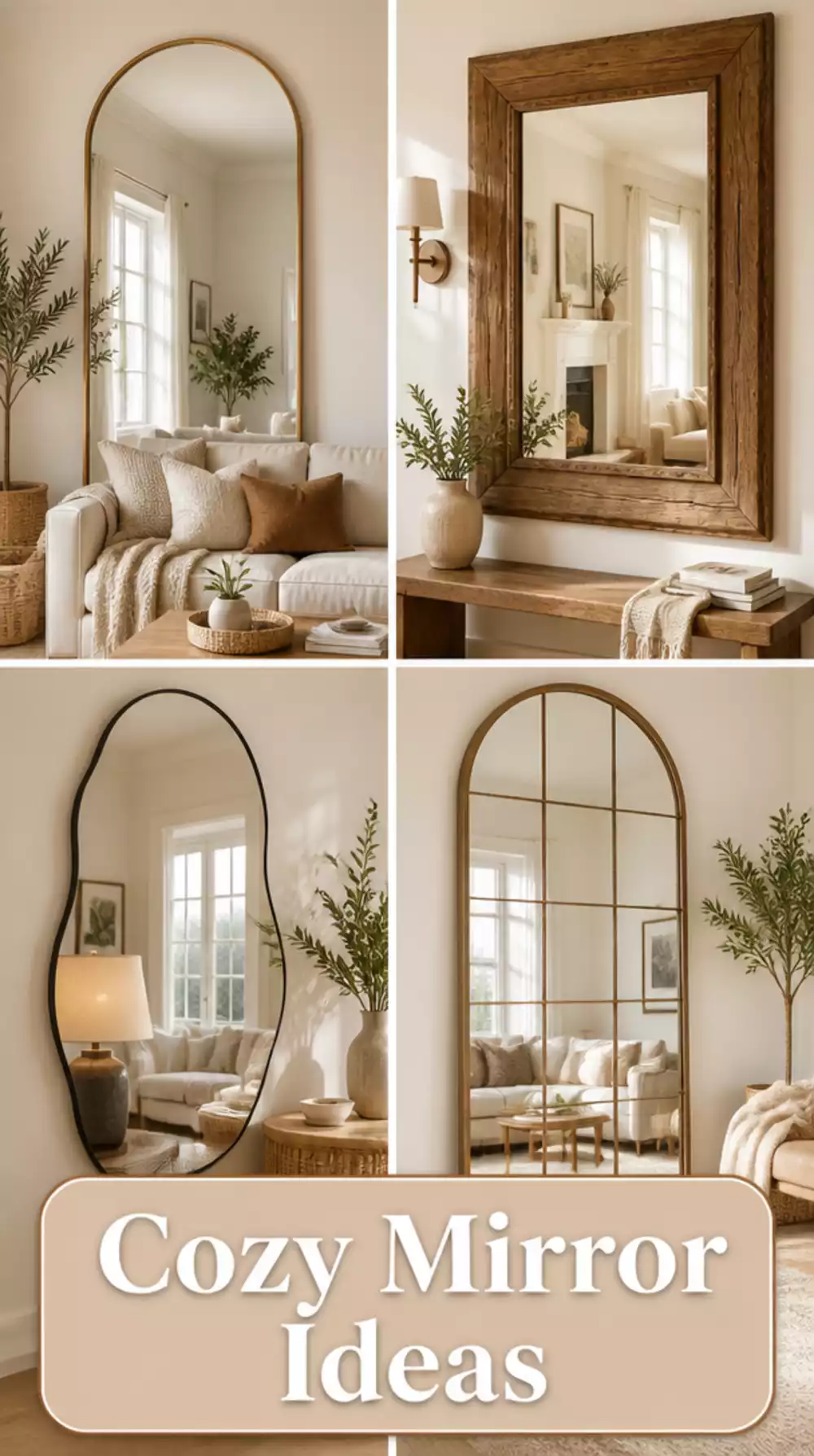 Small Living Room Large Wall Mirror That Doubles the Sense of Space