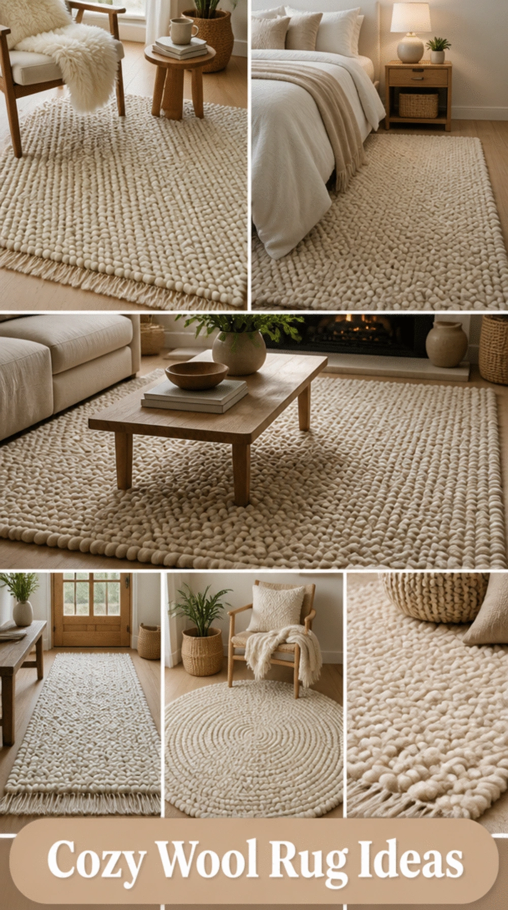 Living Room Chunky Loop Rug in Undyed Natural Wool for a Cozy Texture