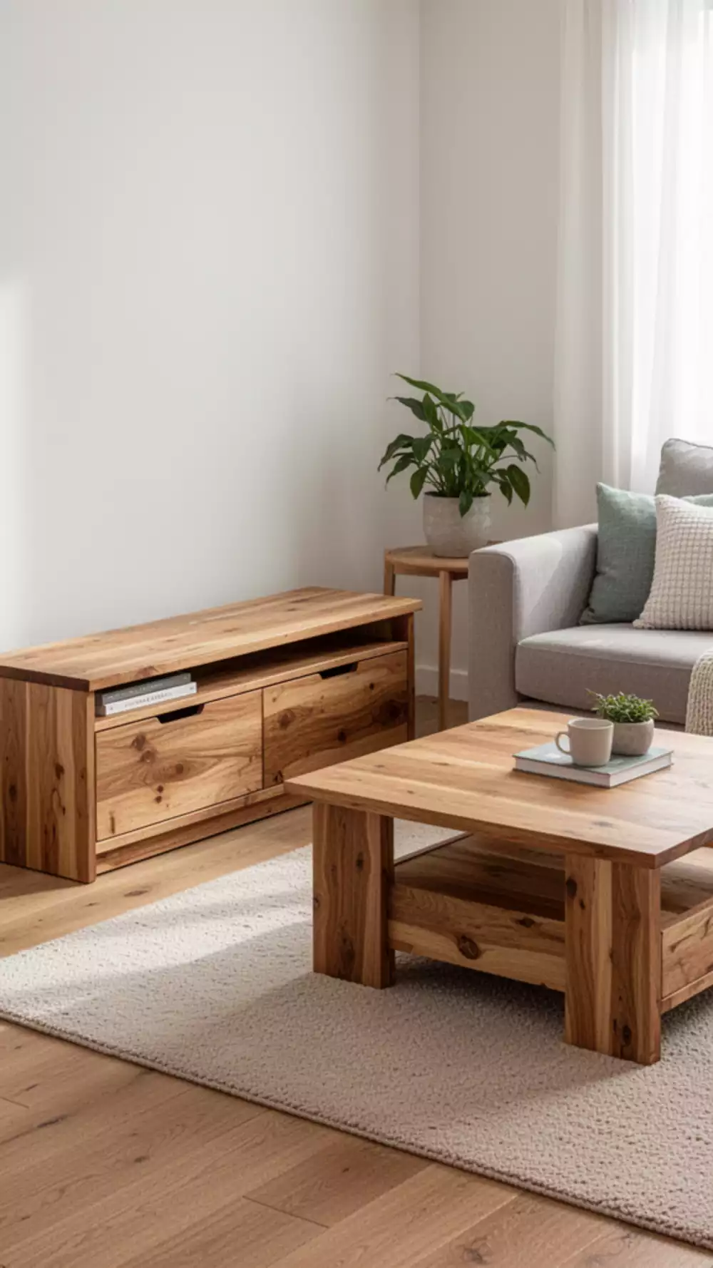 Incorporate Wooden Furniture for a Cozy Earthy Living Room
