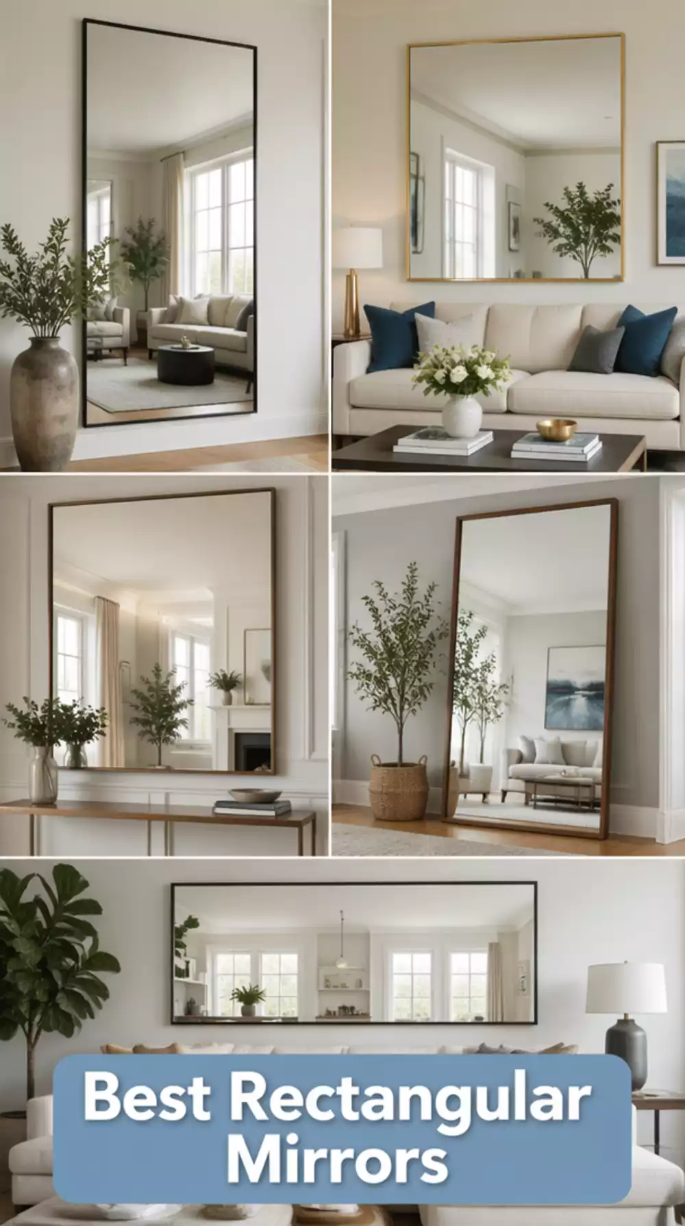 Oversized Living Room Rectangular Mirror That Reflects the Whole Room
