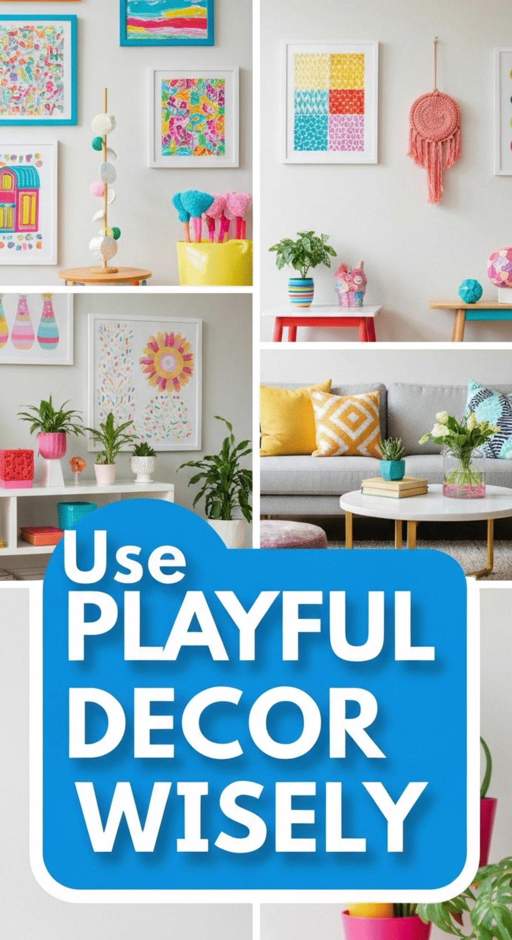 Playful decor ideas for family spaces, including colorful accents and whimsical art