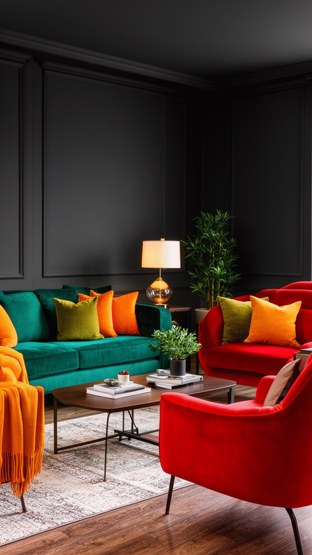 Dark Living Room Deep Charcoal Wall Paint That Makes Furniture Pop