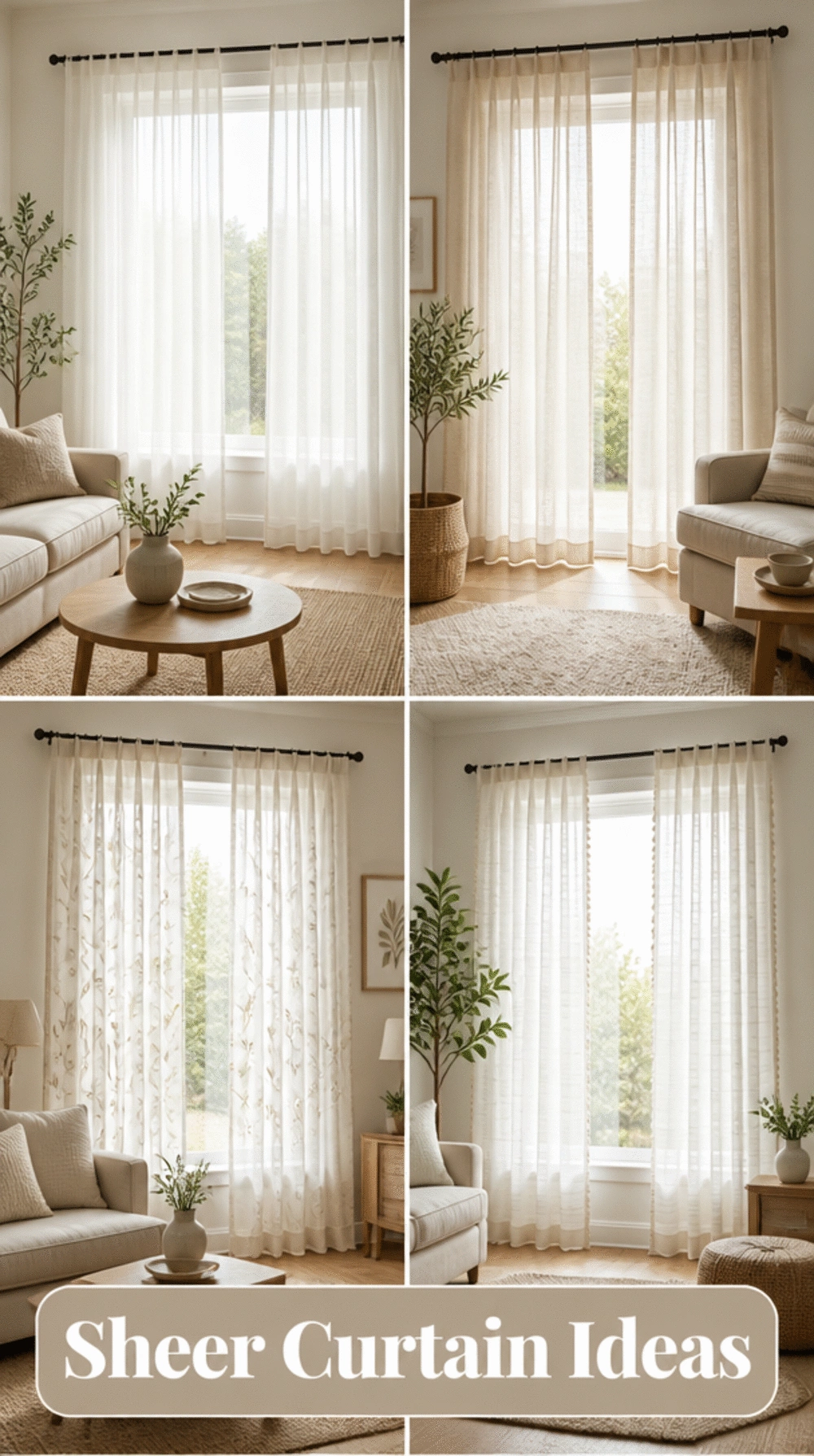Sheer Living Room Voile Curtains That Soften Light Without Blocking It