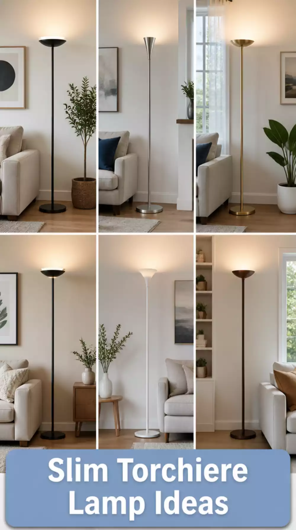 Slim Living Room Torchiere Floor Lamp That Bounces Light off the Ceiling