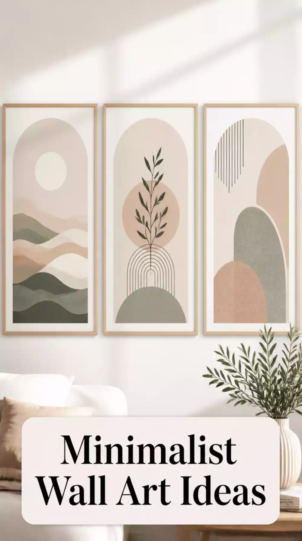 Set of Three Living Room Arch-Top Prints in a Matching Thin Frame