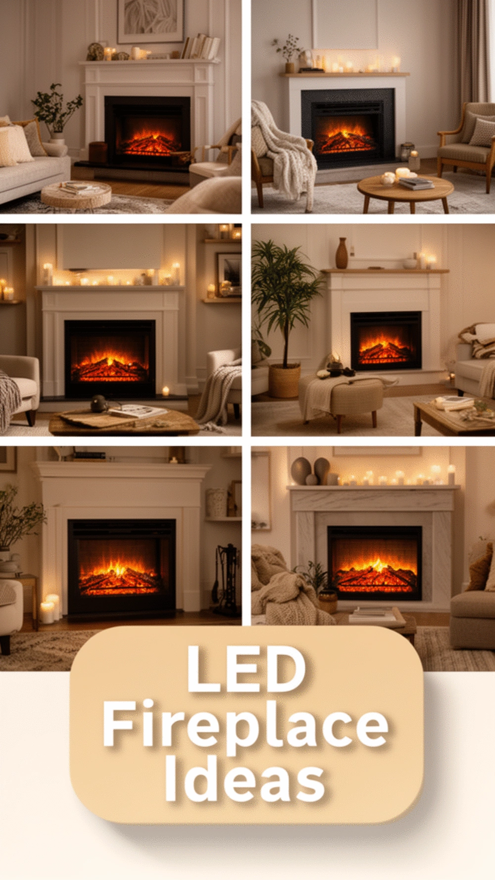 LED Living Room Fireplace Insert That Creates Flame Effect Without a Flue