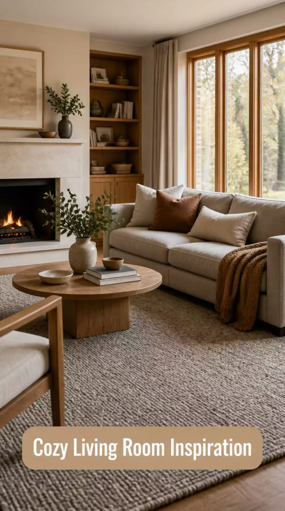 Living Room Solid Warm Grey Wool Rug with a Natural Woven Texture