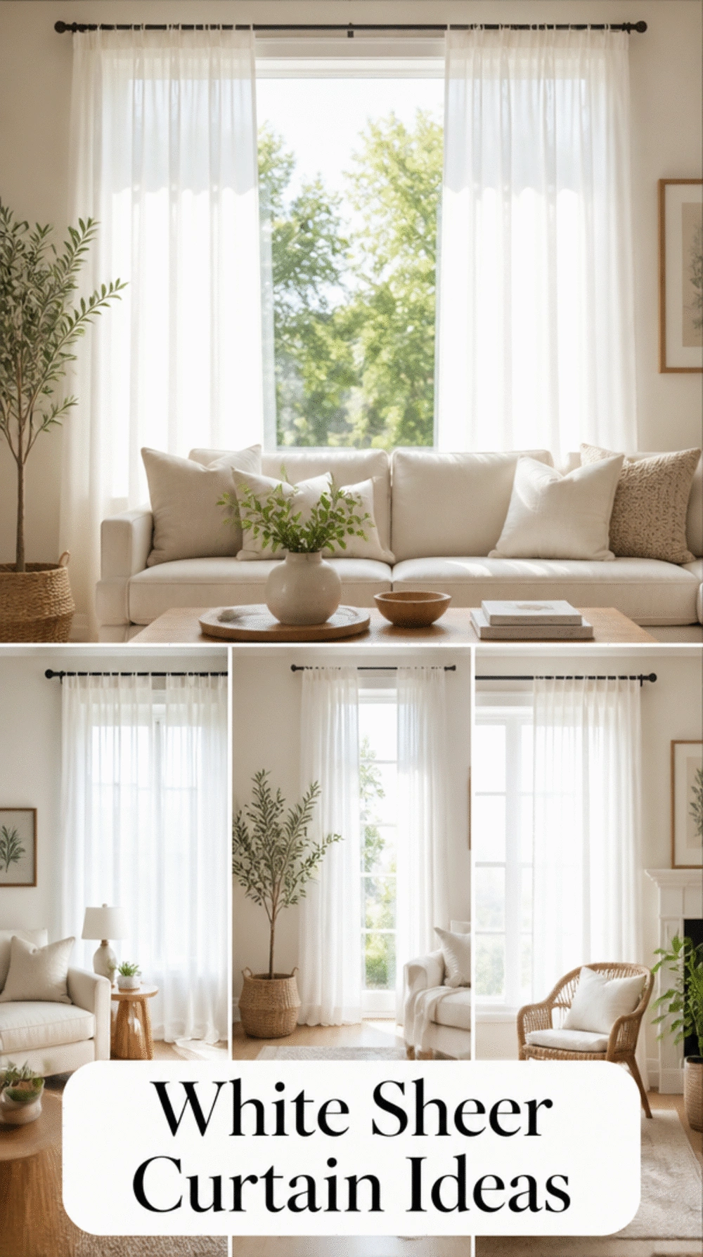 Minimal Living Room White Sheer Curtain That Diffuses Morning Light