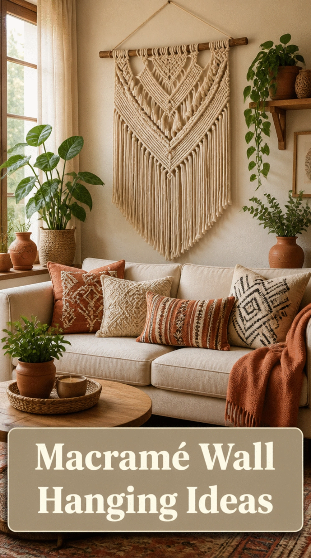 Boho Living Room Macramé Wall Hanging as a Large Textile Focal Point