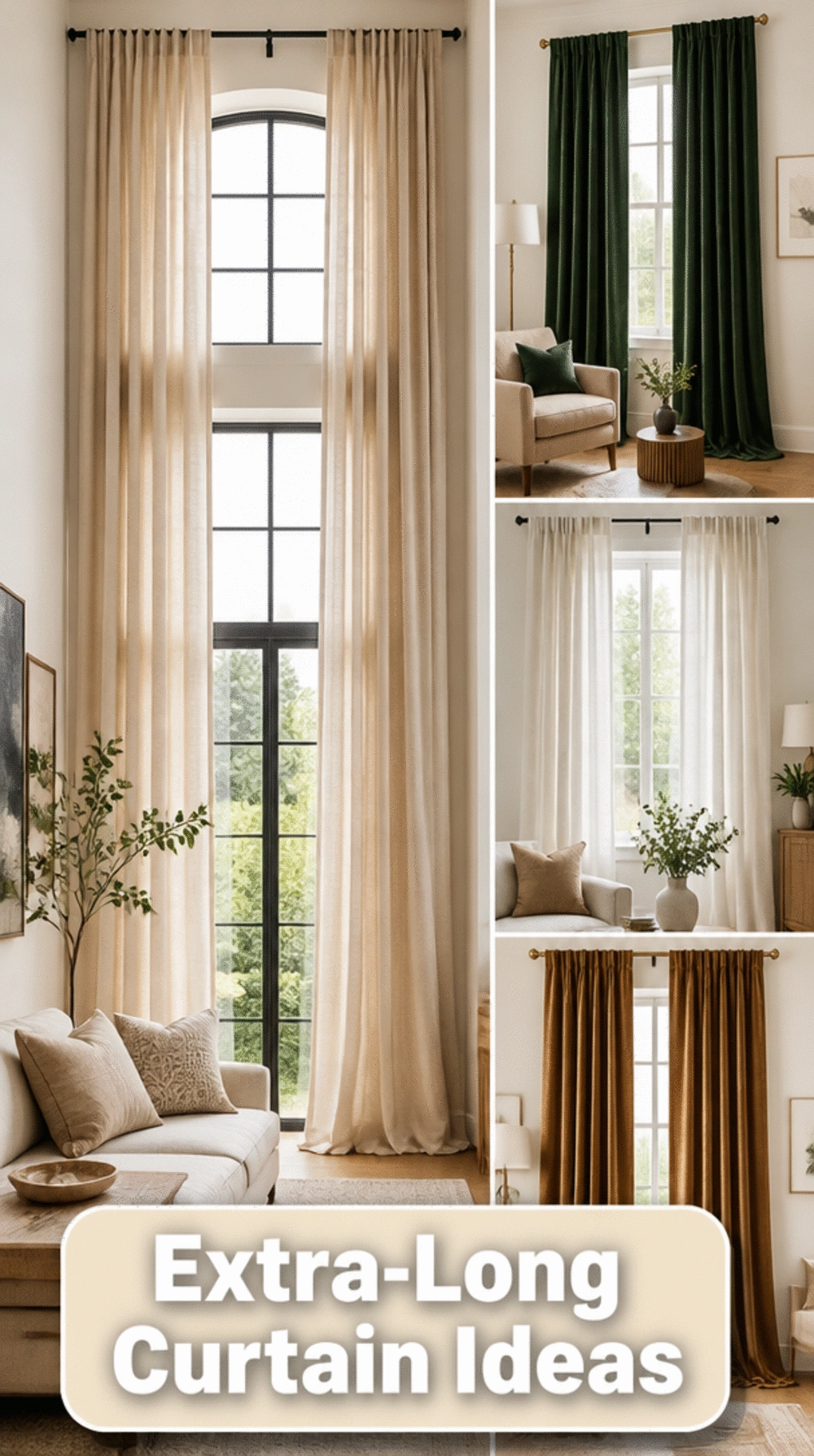Extra-Long Living Room Curtain Panels That Make Ceilings Feel Taller