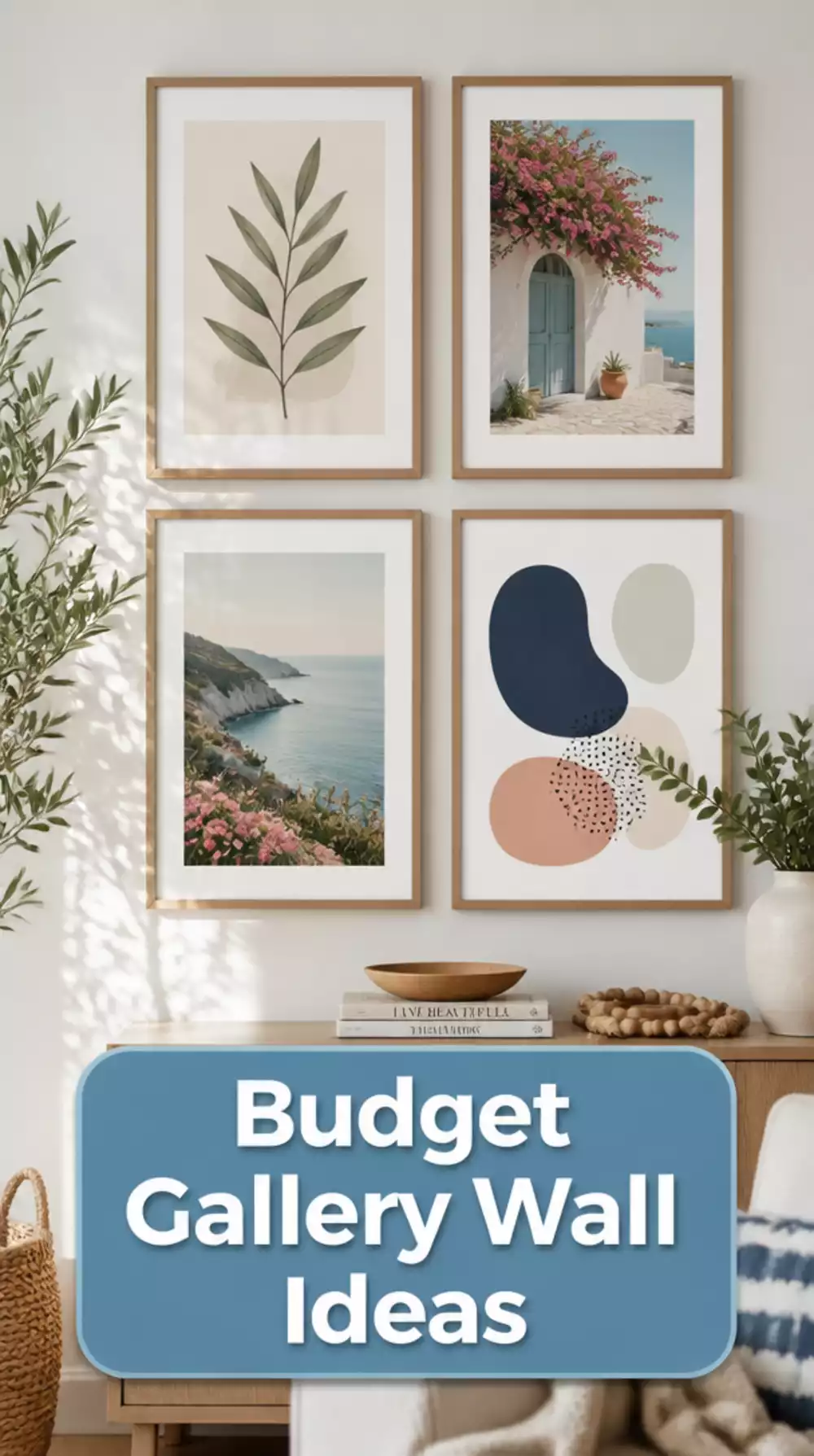 Budget Living Room Gallery Wall with Printed Art in Simple Frames
