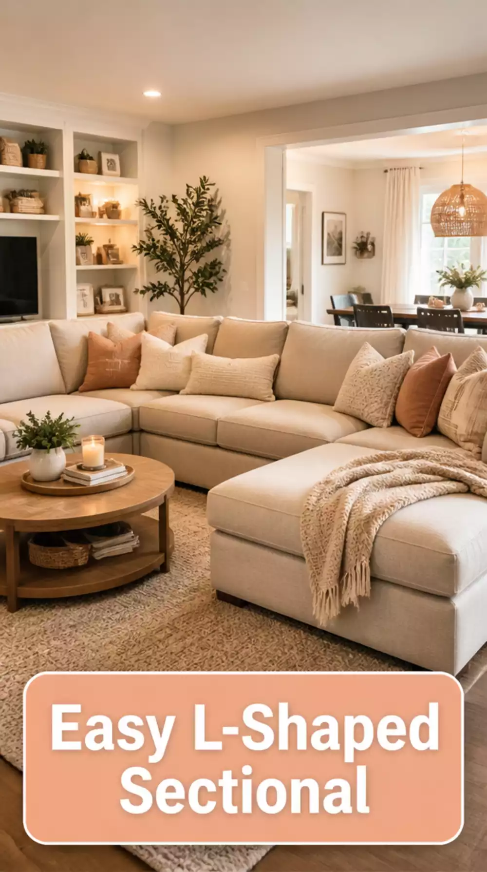 Family Living Room L-Shaped Sectional with a Built-In Chaise Lounge