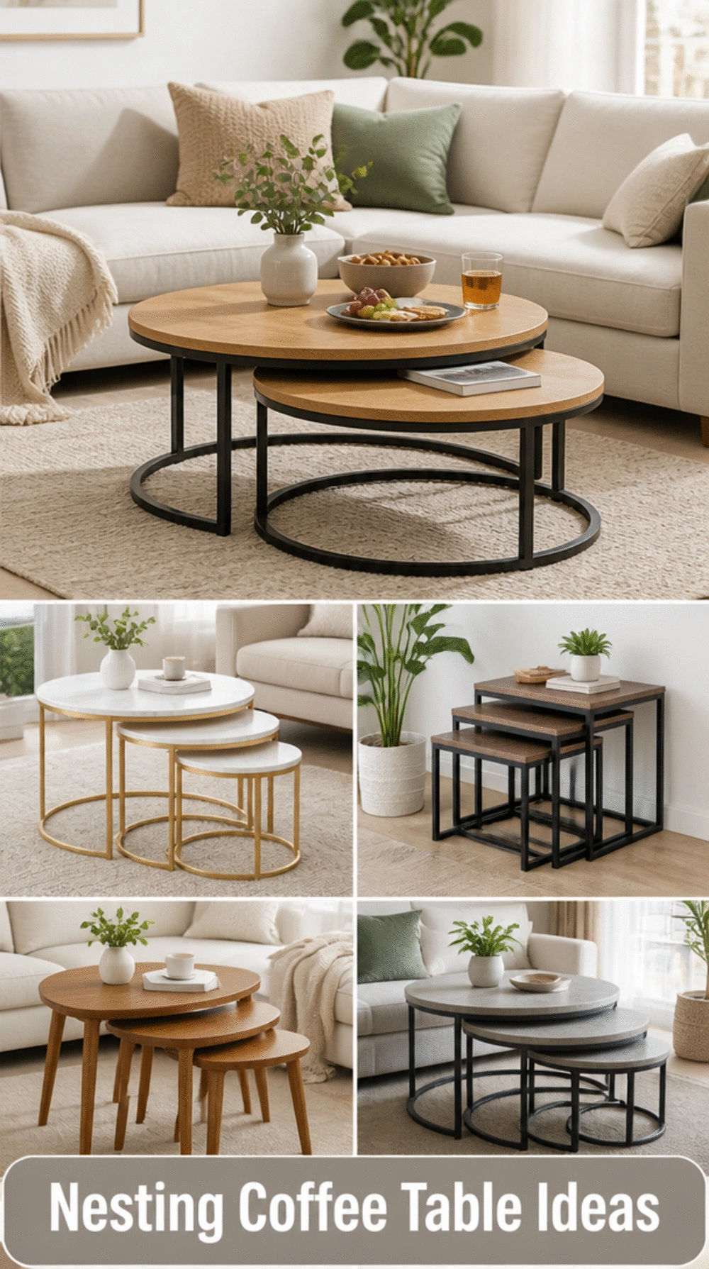 Living Room Nesting Coffee Tables That Free Up Floor Space When Needed