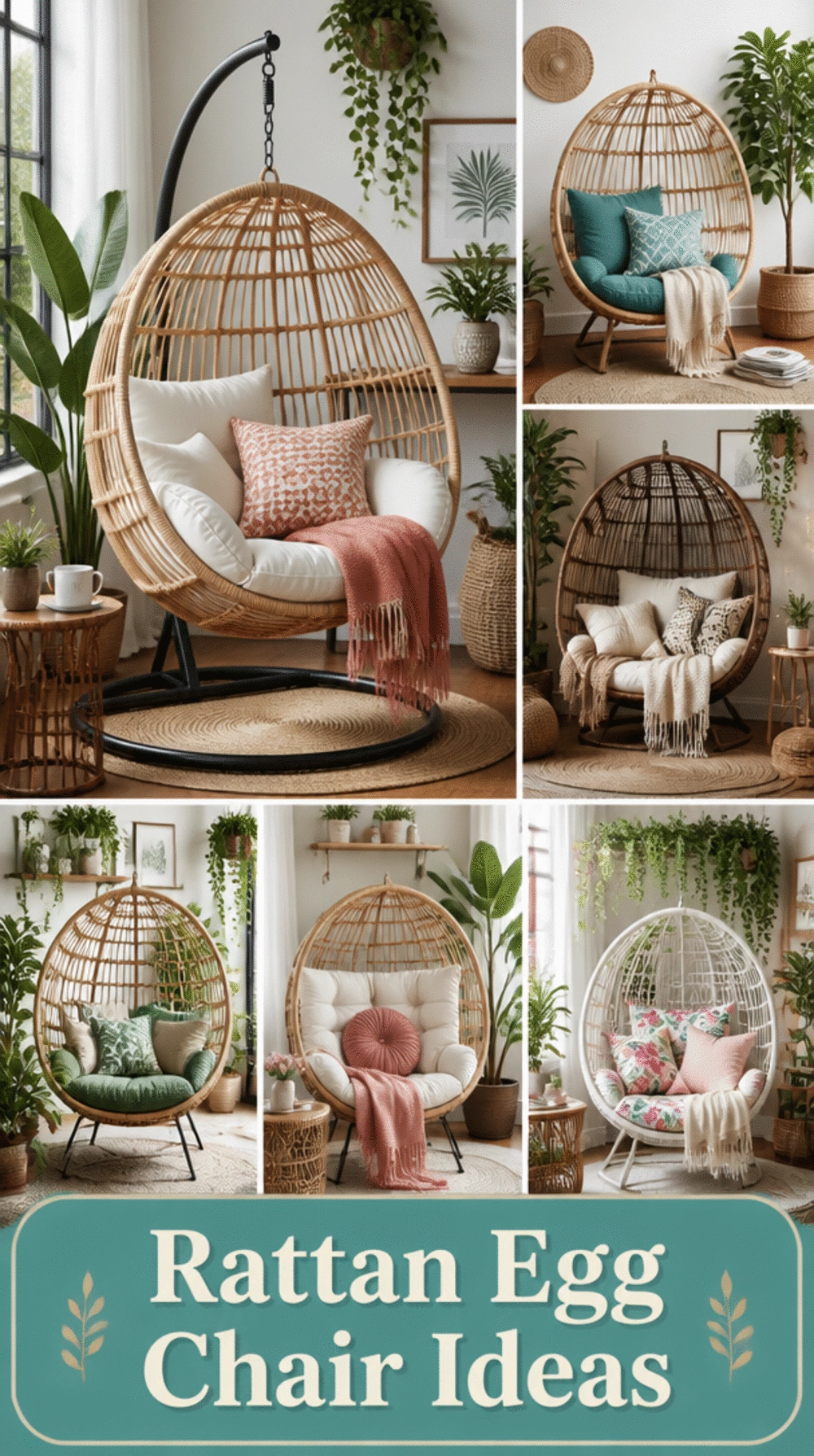 Rattan Egg Chair for a Living Room Corner with Boho Character