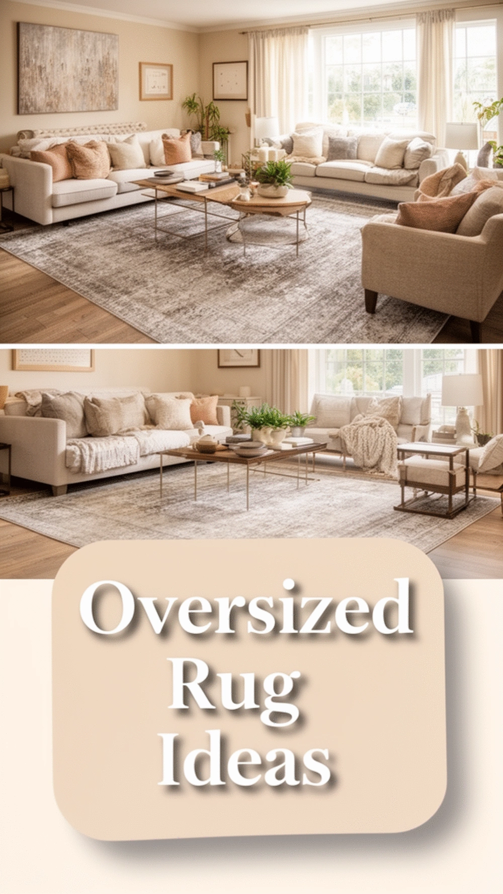 Living Room Oversized Area Rug That Extends Under All the Furniture Legs