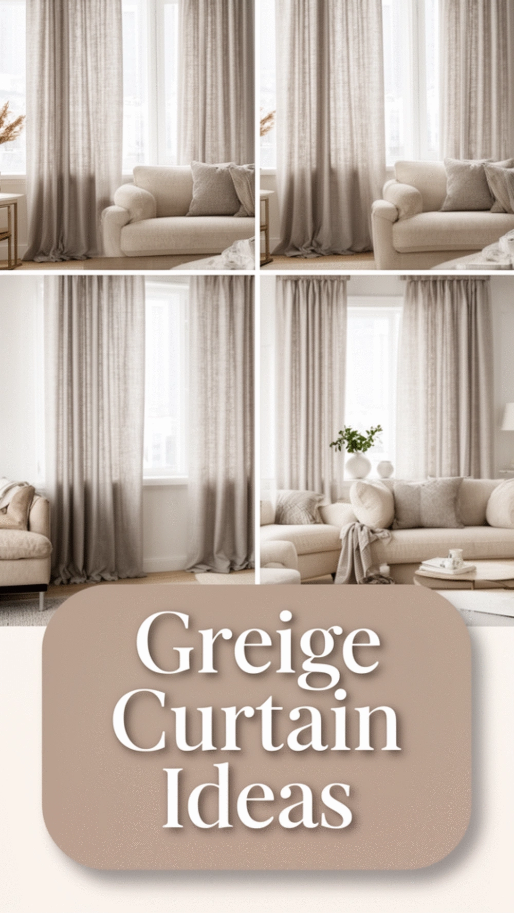 Living Room Greige Linen Curtains That Frame a Window Beautifully