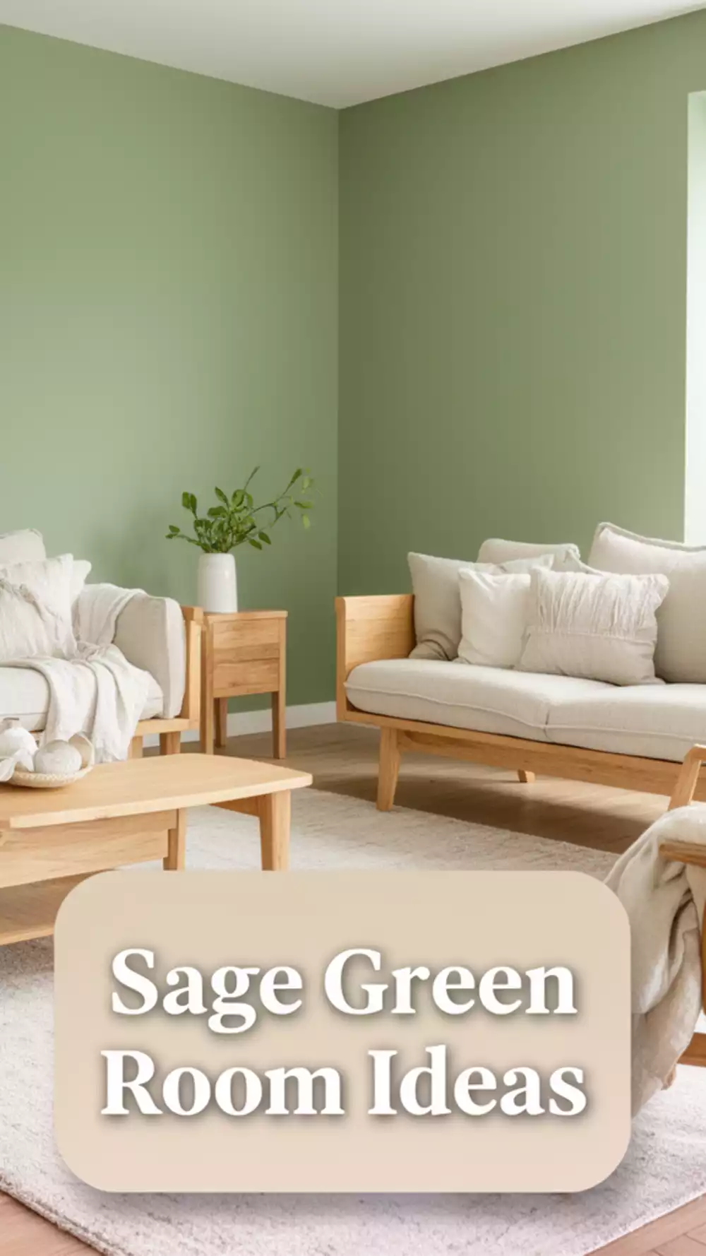 Sage Green Living Room Wall Colour That Pairs with Natural Wood Tones