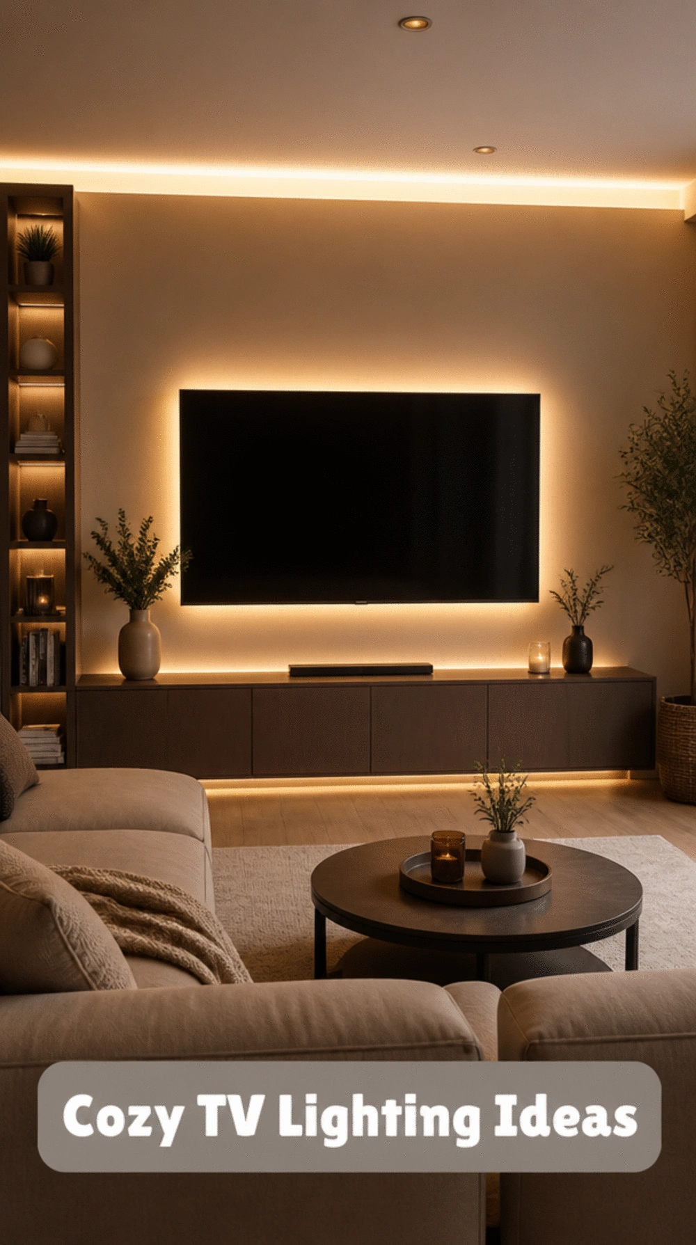 Living Room LED Warm Strip Light Behind a TV That Reduces Eye Strain