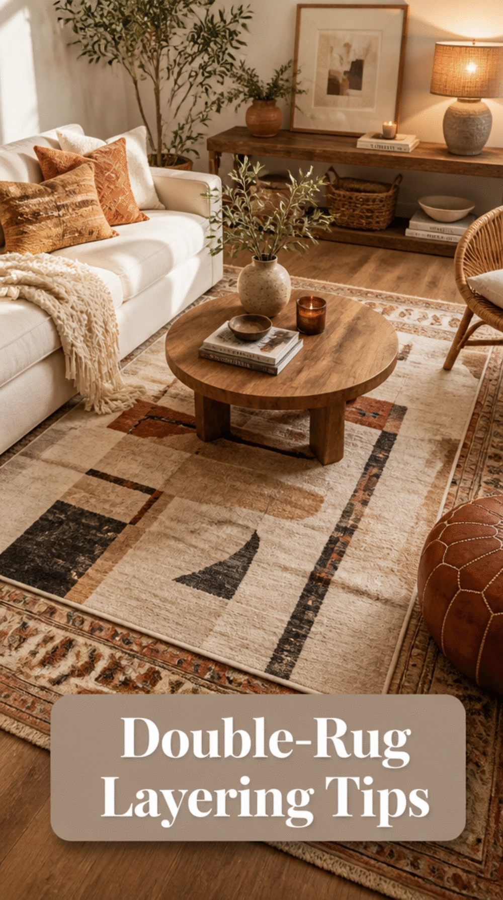 The Double-Rug Layering Trick Every Boho Living Room Actually Needs