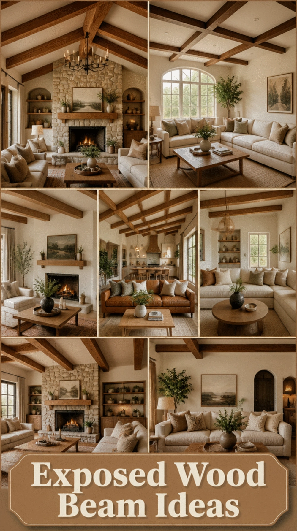 The Exposed Wood Beam Trick That Makes a Living Room Feel Like a Farmhouse