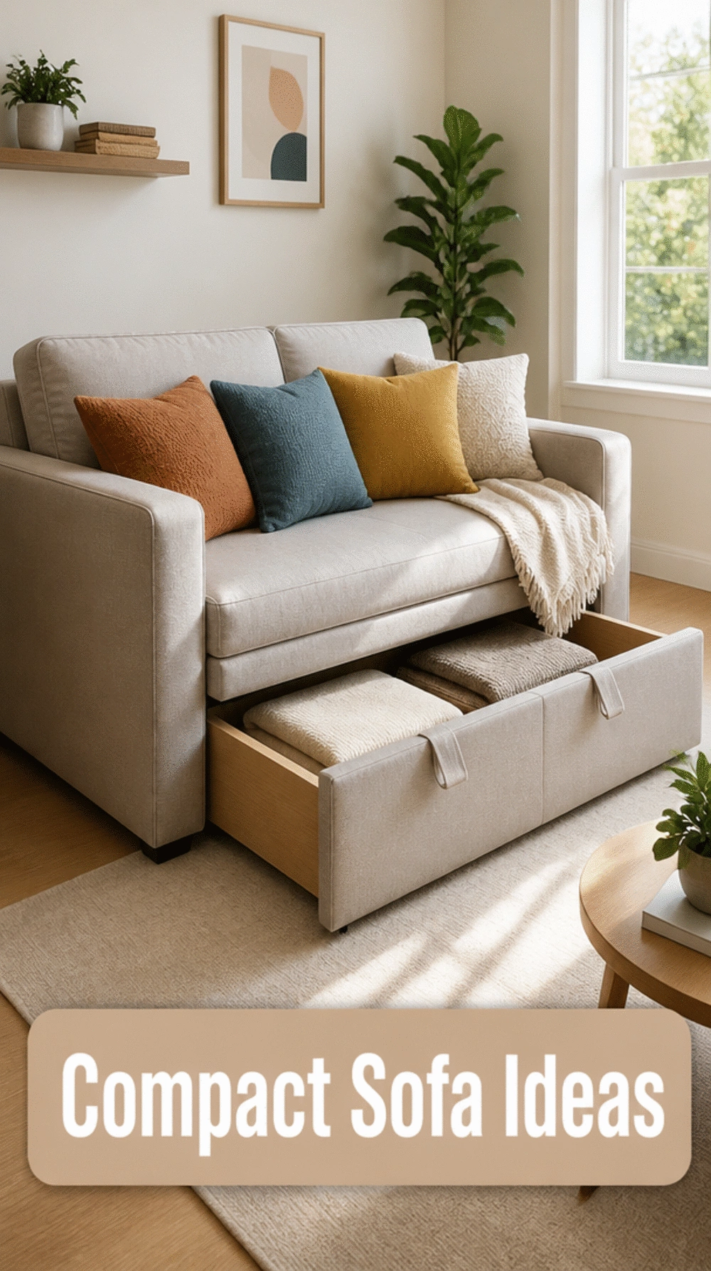 Apartment Living Room Compact Sofa with Storage in the Base