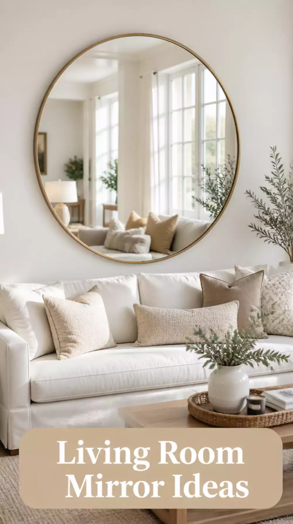 Large Round Living Room Wall Mirror That Doubles Light and Space