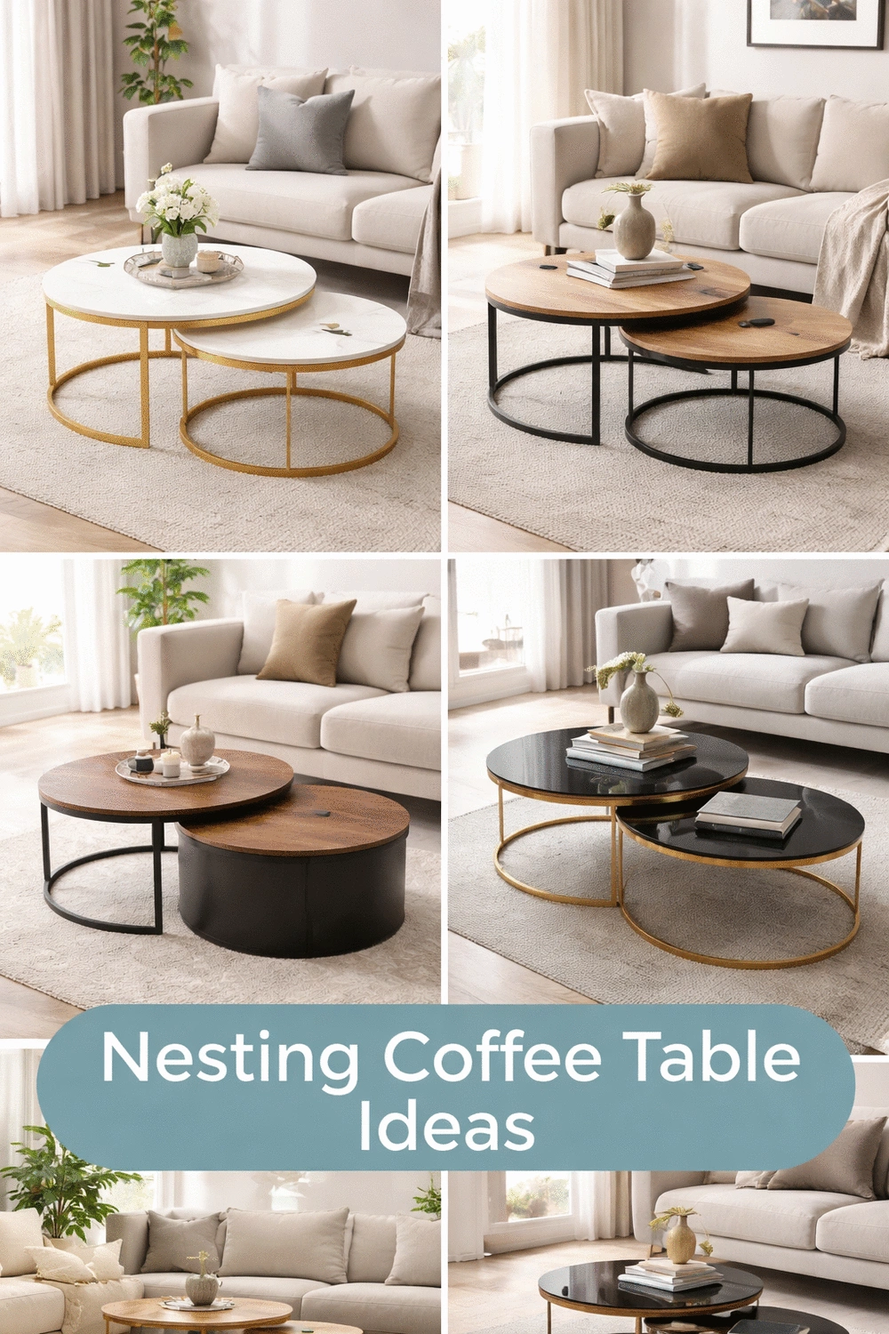 Nesting Living Room Coffee Tables That Tuck Away When Not in Use