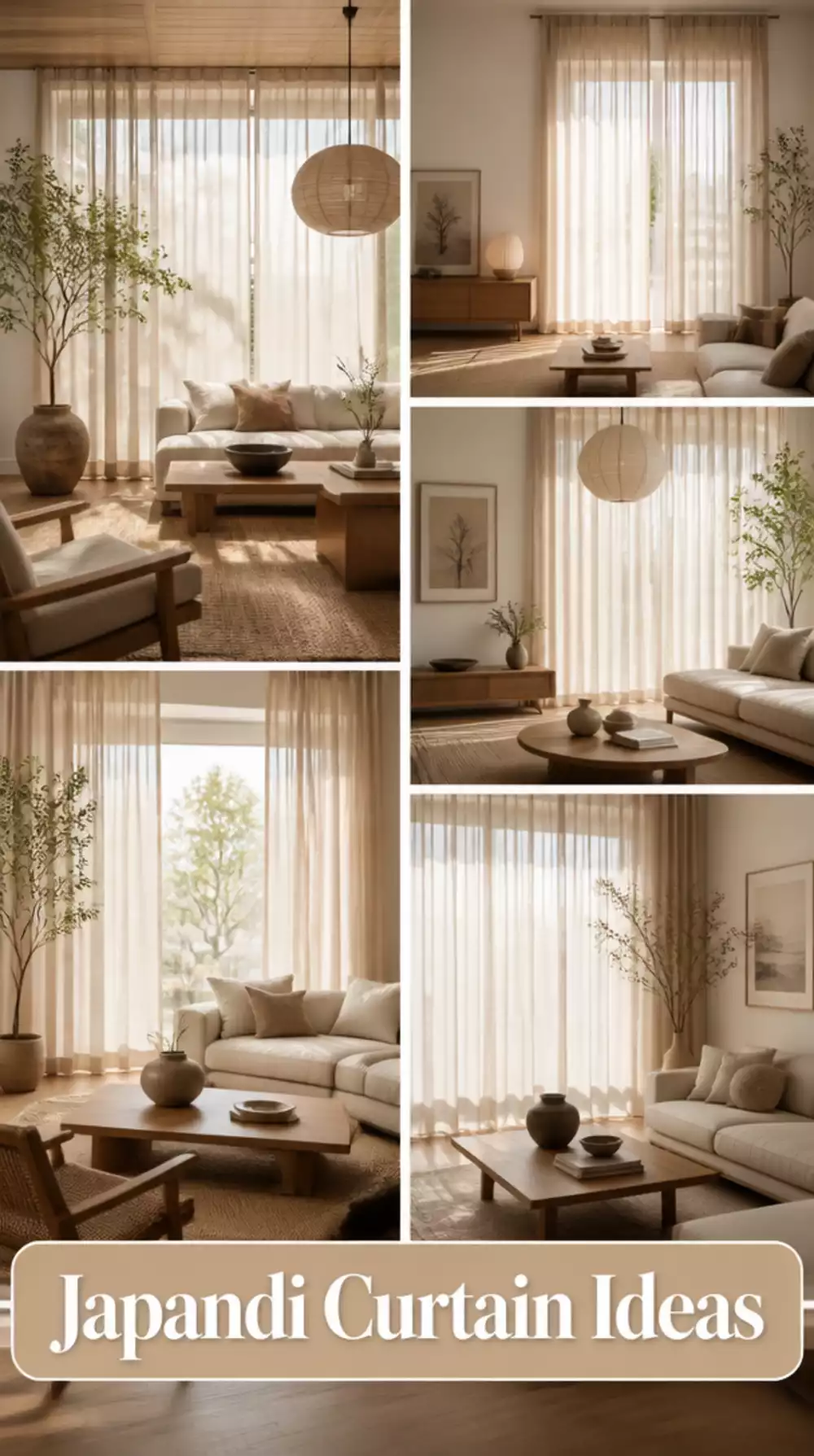 Japandi Living Room Linen Sheer Curtains That Flood a Space with Soft Light
