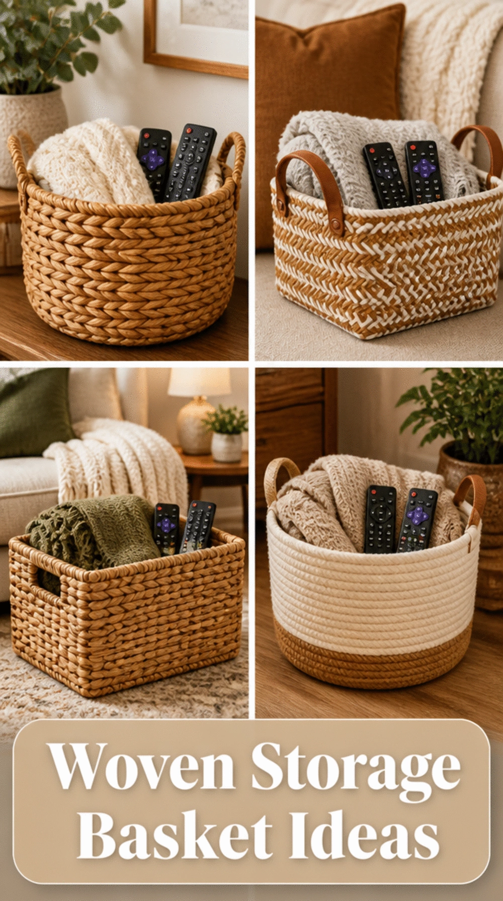 Woven Storage Basket That Keeps Living Room Throws and Remotes Tidy