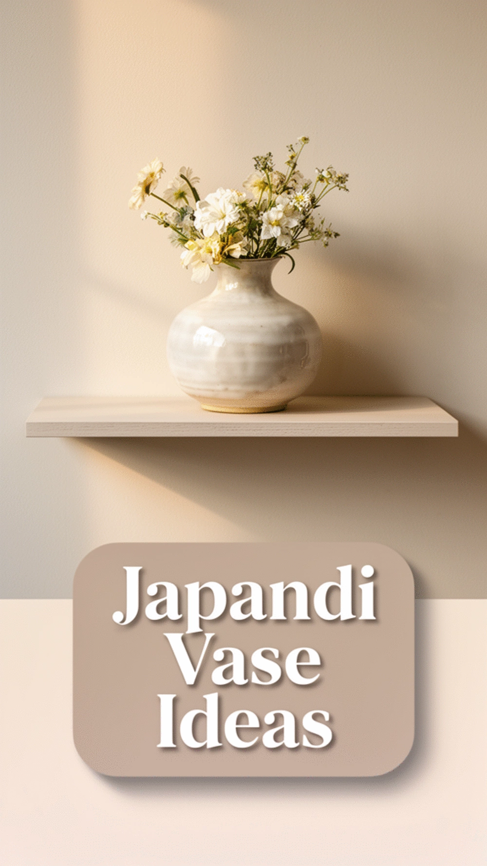 Japandi Living Room Handthrown Ceramic Vase on a Floating Shelf