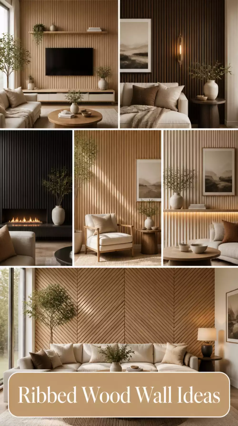 Ribbed Wood Accent Wall Panel That Makes a Living Room Look High-End