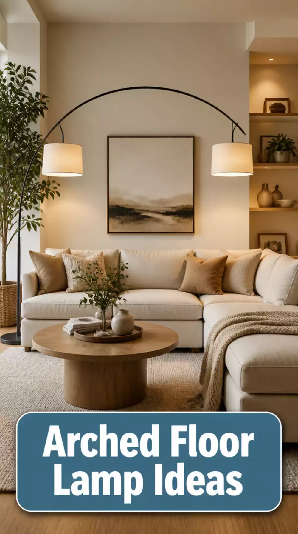 Living Room Arched Double-Head Floor Lamp for a Large Sectional Sofa
