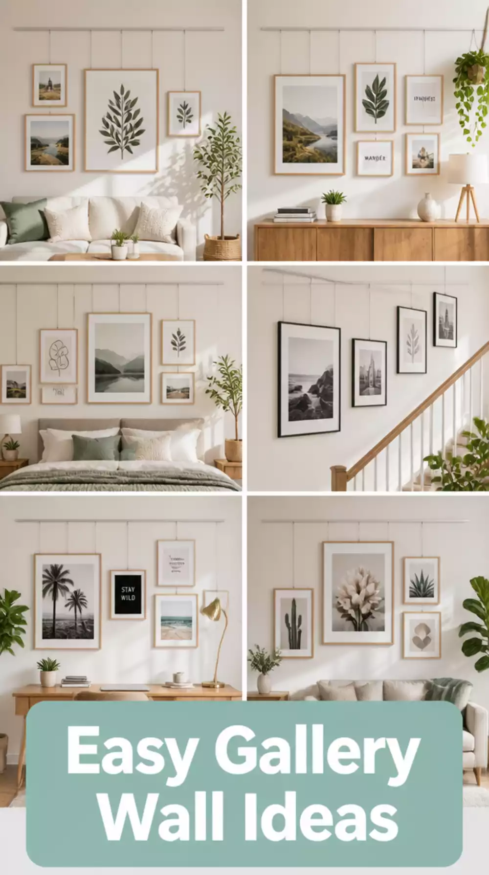 Renter-Friendly Living Room Command Strip Picture Rail for Gallery Walls