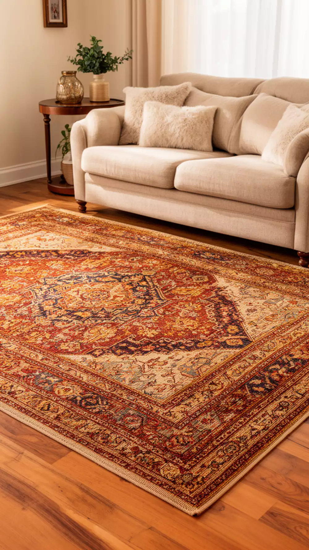 Vintage-Style Wool Area Rugs for Cozy Living Room Decor
