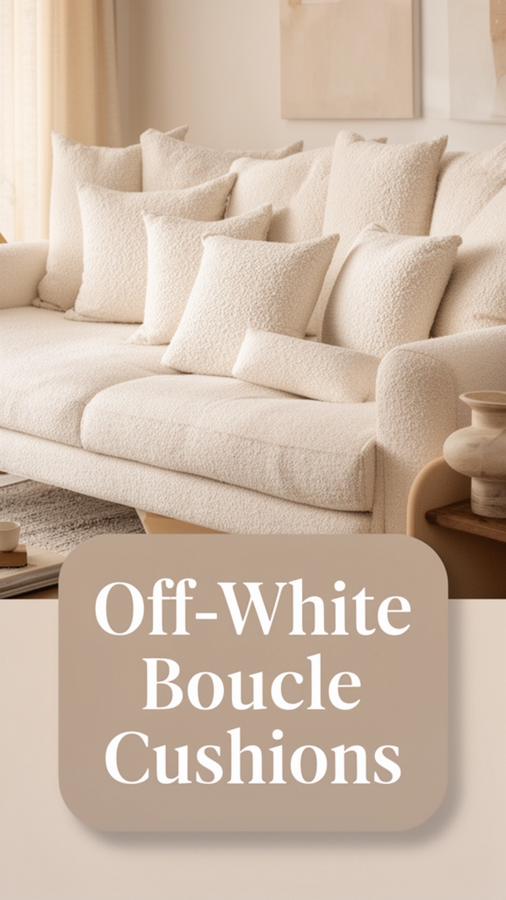 Off-White Boucle Cushions That Soften a Modern Living Room Couch
