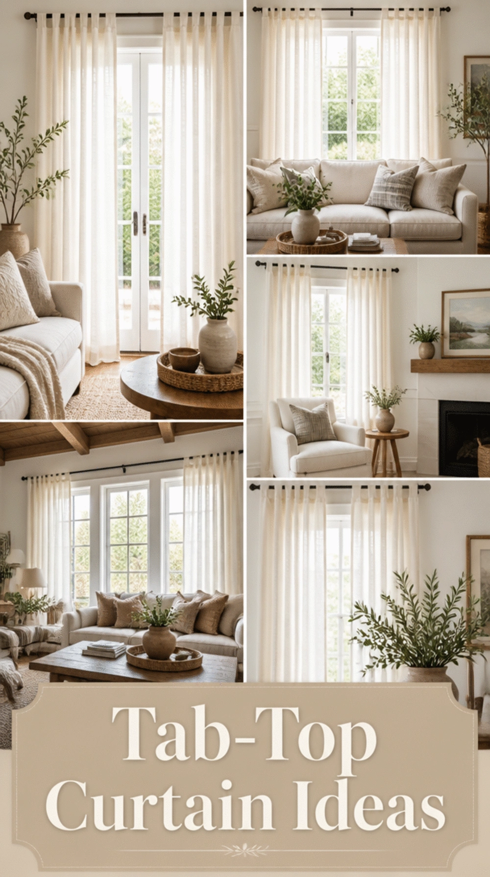 Tab-Top Living Room Linen Panels in an Off-White Neutral for Any Style